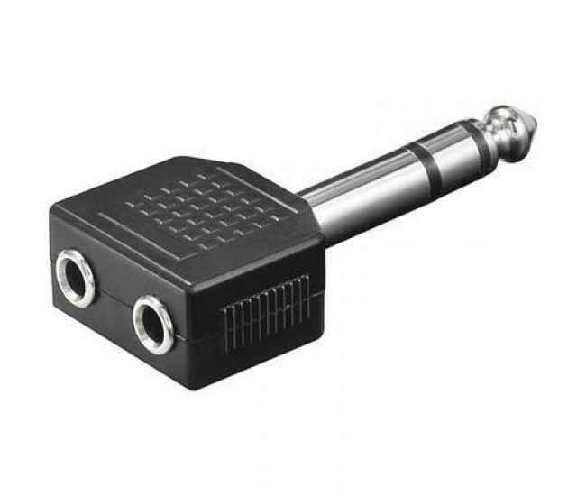 Adaptor Jack 6.35 mm la 2x 3.5 mm mama stereo Goobay