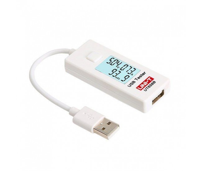 Tester USB UNI-T UT658B monitorizeaza starea de incarcare a dispozitivelor alimentate prin USB