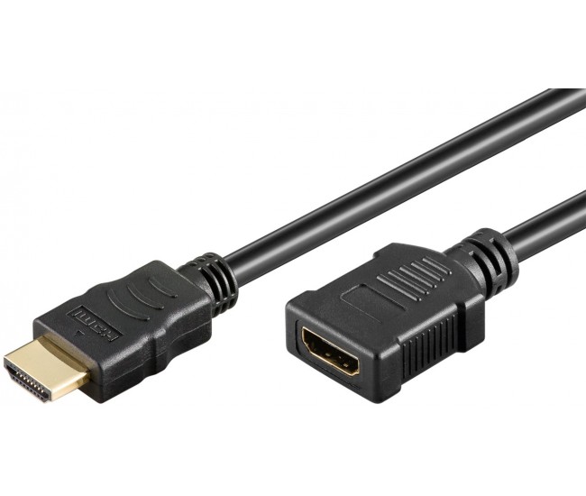 Cablu HDMI v2.0 soclu - HDMI v2.0 mufa 1m 4K60Hz HDCP 2.2 High Speed Ultra HD Ethernet negru Goobay 61307
