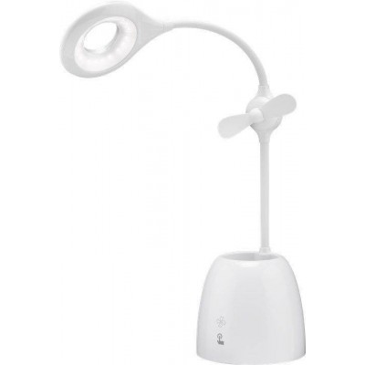 Lampa de birou cu ventilator Acumulator si Suport de pixuri alba Goobay