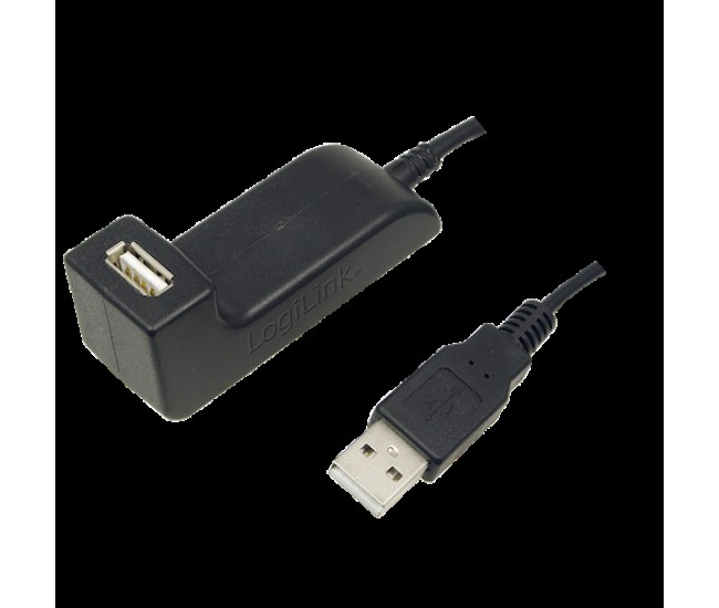 Cablu USB 2.0 A soclu mama - USB A mufa tata nichelat 1.5m negru LOGILINK