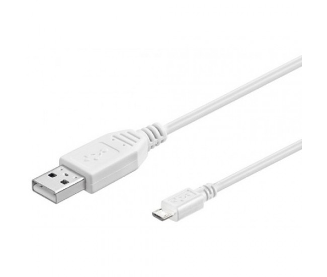 Cablu USB A tata la micro USB tata 1.8m Hi-Speed USB 2.0 alb Goobay