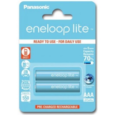 Set acumulatori Panasonic Eneloop Ni-MH 2x AAA(R3) 550mA lite Power 2buc BK-4LCCE/2BE