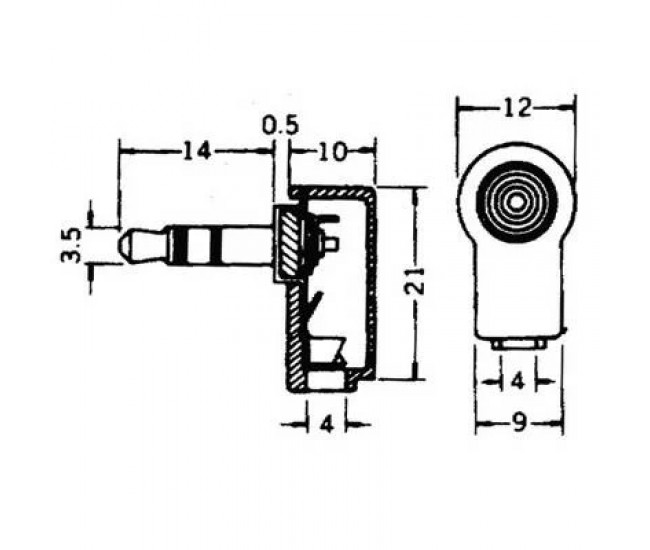 Mufa Jack 3.5 mm tata stereo piste 3 in unghi 90 grade pe cablu LUMBERG WKLS 40