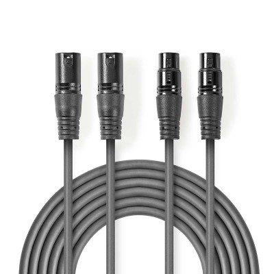 Cablu XLR Stereo Premium Nedis 2x XLR 3-pini tata - 2x XLR 3-pini mama 0.5m gri COTH15030GY05
