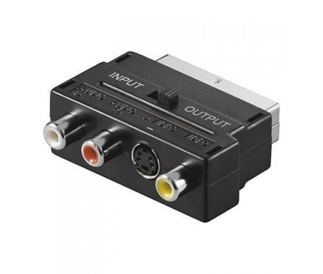 Adaptor Scart la 3x RCA si Svhs cu comutator Goobay