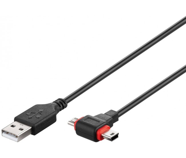 Cablu USB 2.0 A tata - micro USB/mini USB mini B tata 1m Goobay