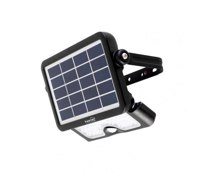 Reflector LED 6000K alb rece cu panou solar cu senzor de miscare 5W 500lm IP65 HOME FLP 500 SOLAR