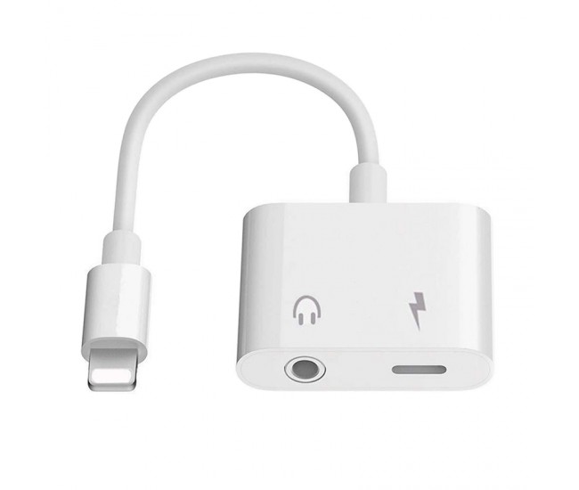 Cablu adaptor smartphone iPhone lightning - AUX Jack 3.5 mm + lightning pentru incarcare PMMA9826 PLATINET