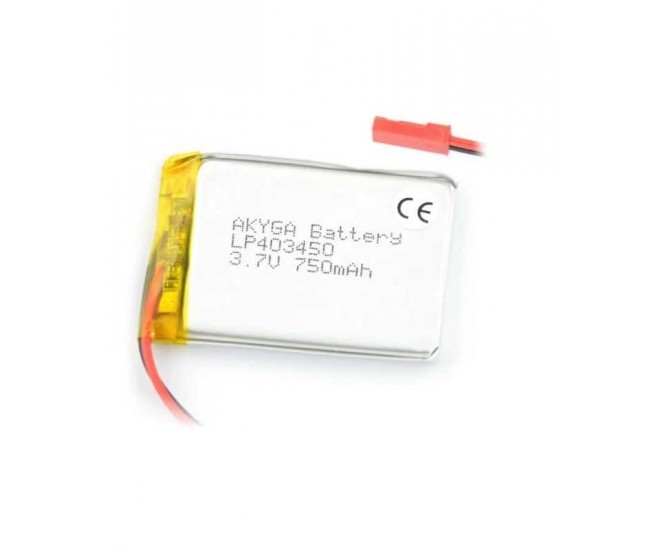 Acumulator Lithium Poliymer 06033 750mAh 1S 3.7V conector JST-BEC 50x34x4mm AKYGA Battery