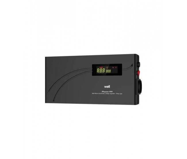 Stabilizator automat de tensiune cu releu 1000VA orizontal Well AVR-REL-SLIMPOWER1000-WL