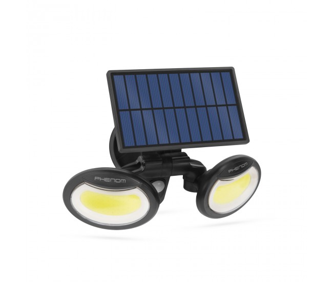 Reflector solar 8W 500lm IP65 cu senzor de miscare si cap rotativ 2 LED-uri COB