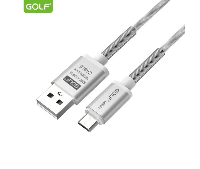 Cablu Thunder Micro USB Golf 40M argintiu 1m 2.4A Fast charging