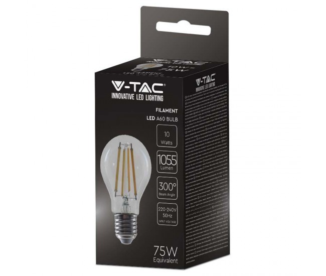 Bec A60 E27 FILAMENT LED 12W 1521lm 6500K alb rece V-tac SKU-217460