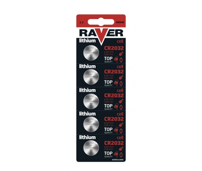 Set baterii CR2032 Litiu 3V 5buc RAVER B7332