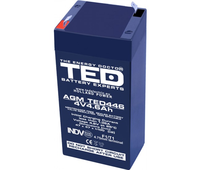 Acumulator 4V 4.6Ah 47x47xh100.6mm AGM Battery TED446F1 TED002853