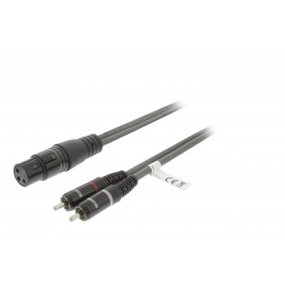 Cablu audio Stereo XLR 3-Pini mama - 2x RCA tata 3m gri Sweex