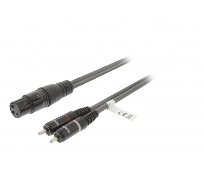 Cablu audio Stereo XLR 3-Pini mama - 2x RCA tata 3m gri Sweex