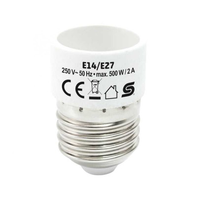 Adaptor soclu E14 mama la mufa E27 tata 500W 2A alb HOME