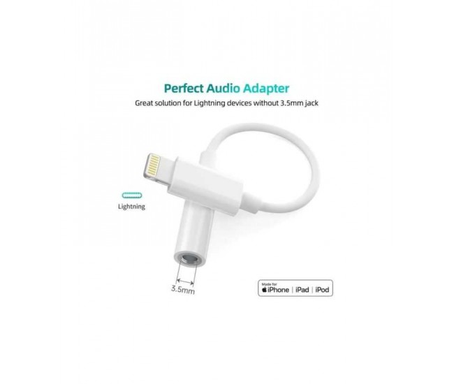 Adaptor Apple Lightning tata - Jack 3.5 mm mama alb AUX005 Choetech