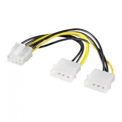 Cablu adaptor PCI express 8 pini la 2x Molex 5.25 0.15m pentru alimentare placa video Goobay