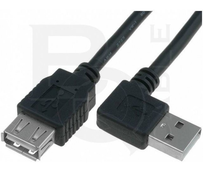 Cablu USB 2.0 A soclu mama - USB A mufa tata in unghi 1.8m negru BQ CABLE