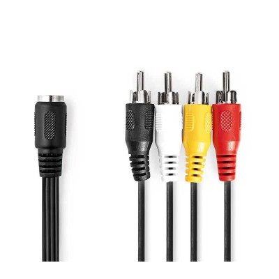 Cablu audio stereo Nedis DIN 5 pini mama - 4x RCA tata 0.2m negru CAGL20475BK02