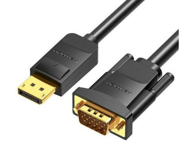 Cablu DisplayPort mufa tata - VGA D-Sub 15pin HD mufa tata 1080P 60Hz 1.5m negru 30AWG VENTION HBLBG