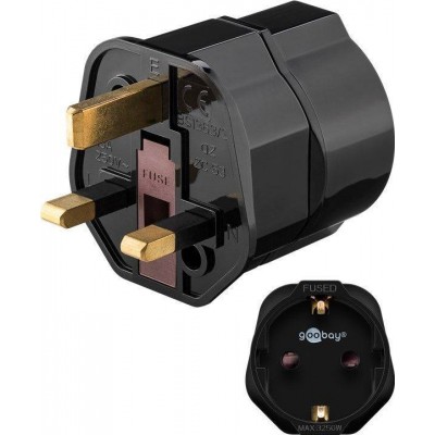 Adaptor priza SCHUKO la UK ANGLIA negru GOOBAY