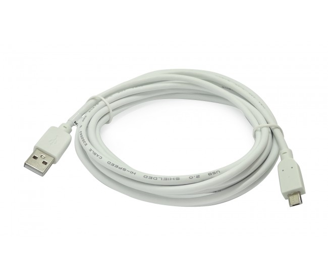 Cablu 3m micro USB 5pini - USB A 2.0 alb inLine Gembird