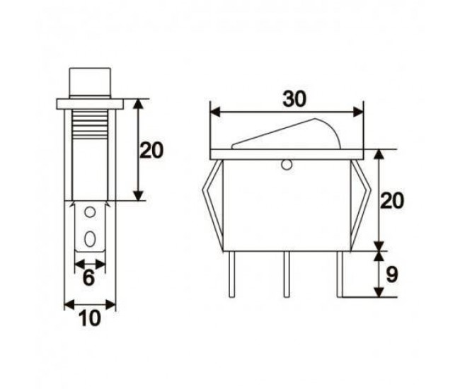 Interupator basculant 3 pini 1 circuit 10A 250V OFF-ON lumina verde cu retinere