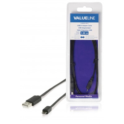 Cablu USB 2.0 USB A tata - micro USB B tata plat 1m negru Valueline