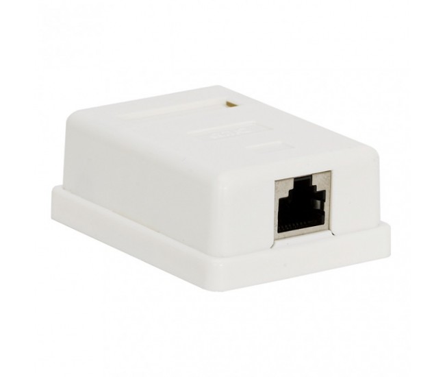 Priza de perete 8P8C FTP Cat5 1x RJ45 mama ecranat 70x45x25mm alb