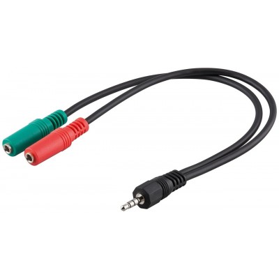 Cablu audio stereo Jack 3.5 mm 4 pini tata la 2x 3.5 mm 3 pini mama 0.3m Goobay