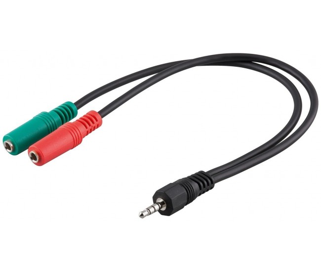 Cablu audio stereo Jack 3.5 mm 4 pini tata la 2x 3.5 mm 3 pini mama 0.3m Goobay