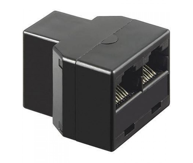 Adaptor 8p8c ISDN RJ45 mama la 2x RJ45 mama negru Goobay