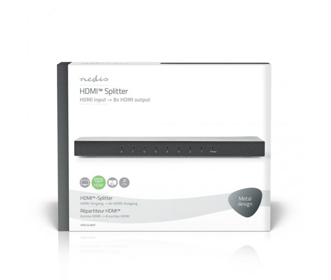 Splitter HDMI 4K 60Hz 8-porturi 1x intrare HDMI - 8x iesiri HDMI Nedis