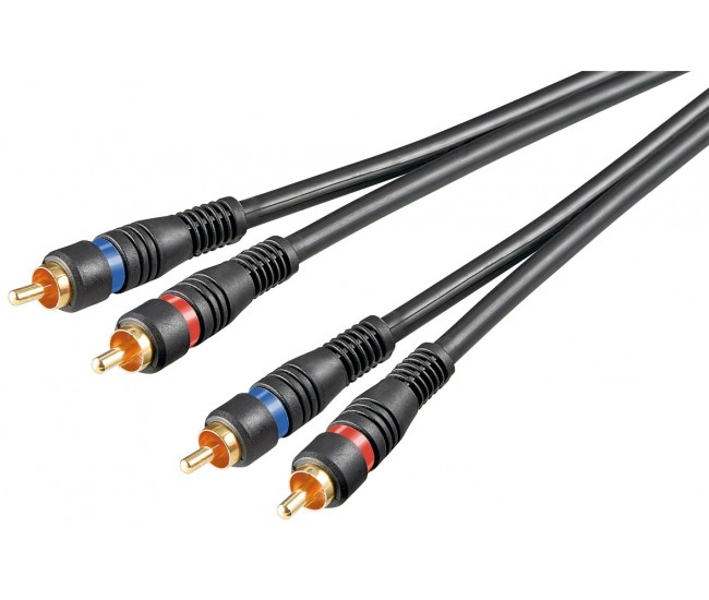 Cablu audio STEREO 2x RCA 0.2m tata-tata dublu ecranat OFC Goobay