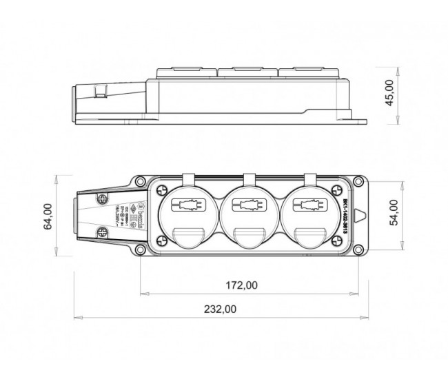 Fisa SCHUKO cauciuc cu capac Bemis BK1-1402-3613 2P+E 3 iesiri 16A 250V IP54