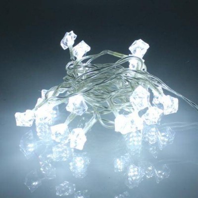 Ghirlanda electrica luminoasa decorativa forma diamant 20 LED albe lumina rece cablu transparent WELL