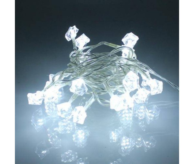 Ghirlanda electrica luminoasa decorativa forma diamant 20 LED albe lumina rece cablu transparent WELL