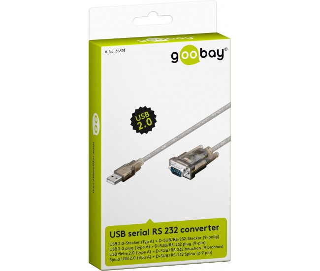 Cablu convertor USB la DB9 serial RS232 Windows 10 1.5m Goobay