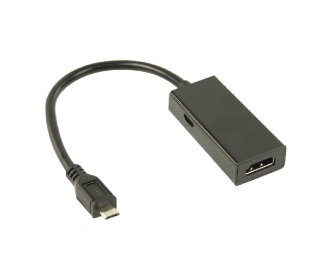 Cablu adaptor MHL tata - HDMI mama + micro USB B mama 0.2metri negru VALUELINE