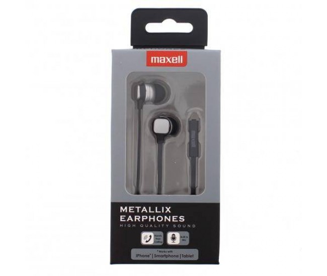 Casti Metallix gri Maxell cablu plat cu microfon