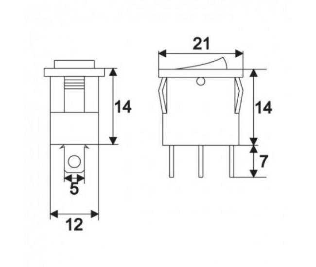 Interupator basculant 1 circuit 3 pini OFF-ON LED albastru 12V 15A cu retinere 09027KE