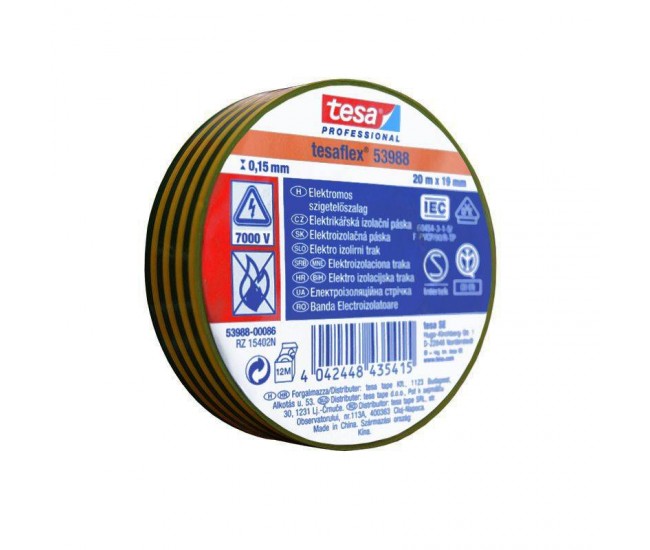 Banda 20m izolatoare TESAFLEX galben/verde