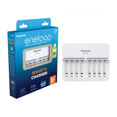 Incarcator Eneloop pro Panasonic SMART 8 CHARGER 8x AA R6 sau 8x AAA R3 NiMH BQ-CC63E