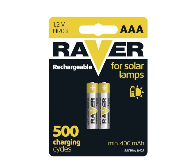 Set acumulatori NIMH RAVER AAA R03 400mA 1.2V pentru lampi solare 2buc