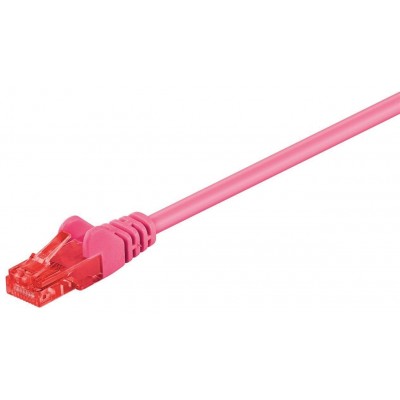 Cablu UTP Cat6 mufat 1m patch cord magenta Goobay