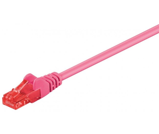 Cablu UTP Cat6 mufat 1m patch cord magenta Goobay